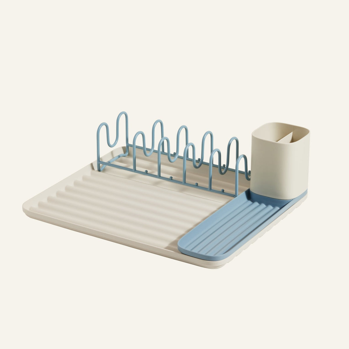 Blue and beige dish rack