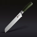 Damascus Steel Serrated Bread Knife, 8" (Green)