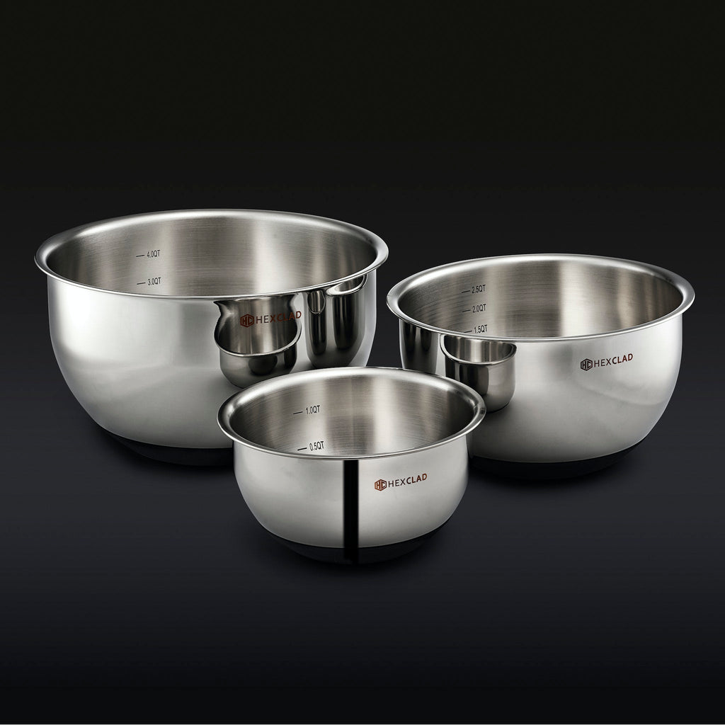 Stainless Mixing Bowl Set with Vacuum Seal Lids, 6-pc