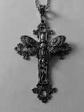 Skull Moth Cross Necklace